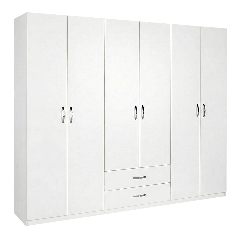 product_pako_039-000215 Ντουλάπα ρούχων Dormie εξάφυλλη με συρτάρια σε λευκή απόχρωση 206x52x213εκ - Image 1