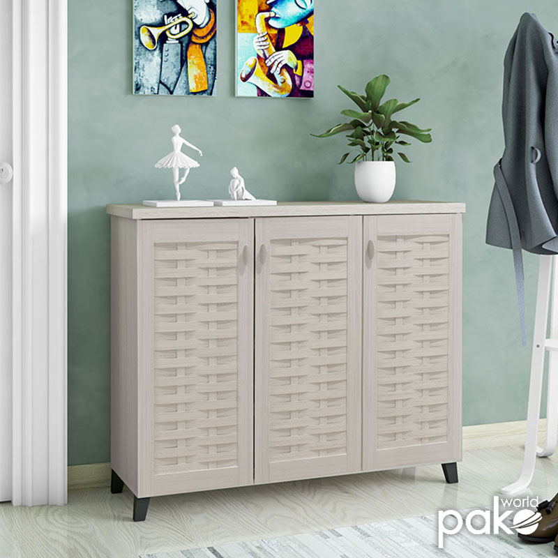 product_pako_049-000005 Παπουτσοθήκη-ντουλάπι MANTAM 16 ζεύγων χρώμα λευκό-γκρι 115,5x40x92εκ - Image 1