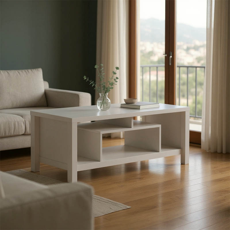 product_pako_049-000095 Τραπέζι σαλονιού Tracy λευκό-γκρι 120x60x48.5εκ - Image 1