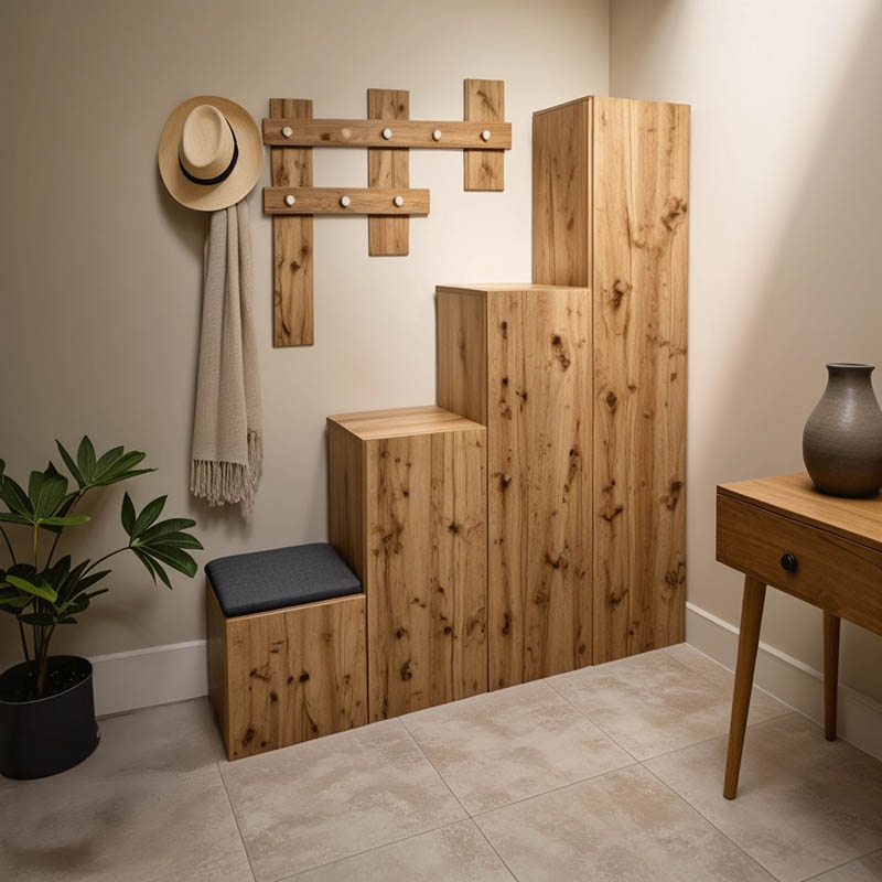 product_pako_049-000105 Έπιπλο εισόδου Nenich σε oak απόχρωση 150x37x180εκ - Image 1