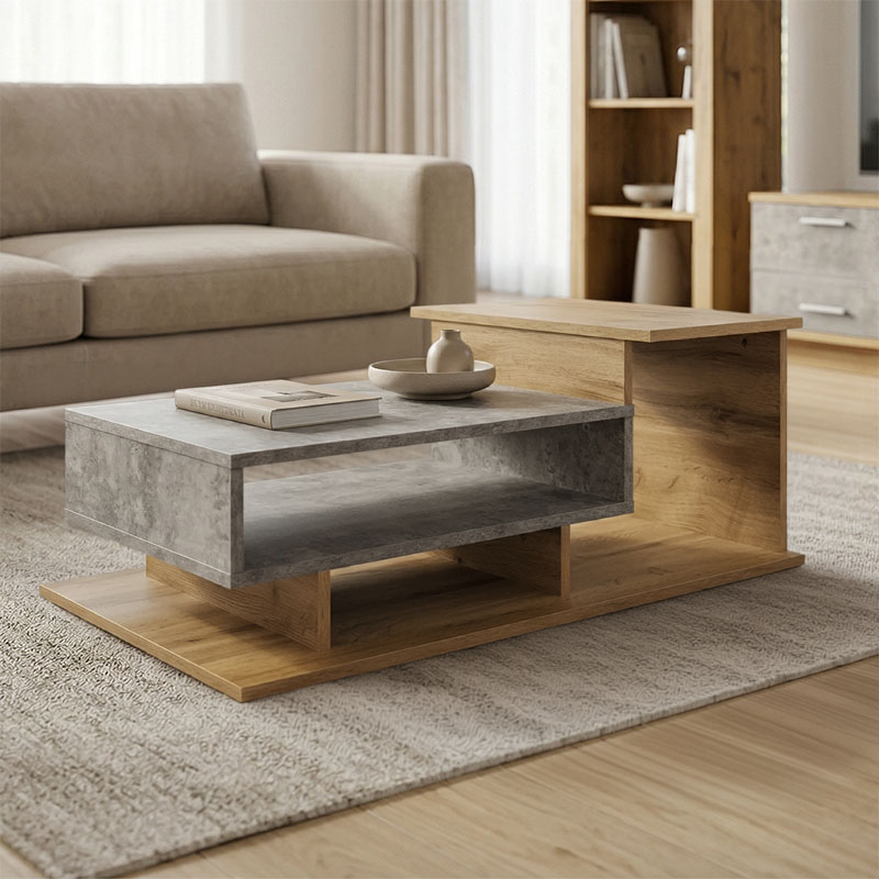 product_pako_049-000120 Τραπέζι σαλονιού Nuvele γκρι-sonoma 90x50x35εκ - Image 1