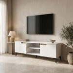 Έπιπλο τηλεόρασης Kemvio sonoma-λευκό 150x38x44εκ