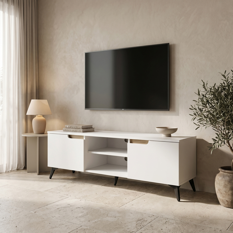 product_pako_049-000124 Έπιπλο τηλεόρασης Kemvio sonoma-λευκό 150x38x44εκ - Image 1