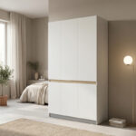 Ντουλάπα τρίφυλλη Merzia λευκό με sonoma 120x46.5x183εκ