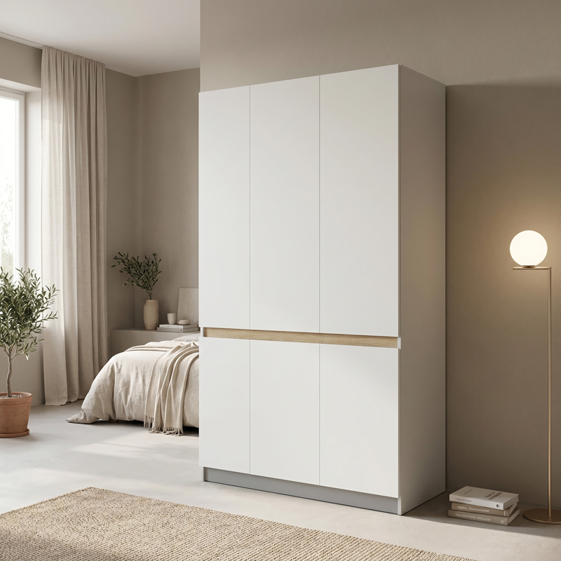 product_pako_049-000125 Ντουλάπα τρίφυλλη Merzia λευκό με sonoma 120x46.5x183εκ - Image 1
