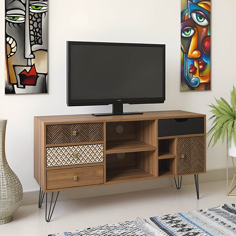 product_pako_066-000002 Έπιπλο τηλεόρασης Boho καρυδί με μεταλλικά πόδια 120x39x64εκ - Image 1
