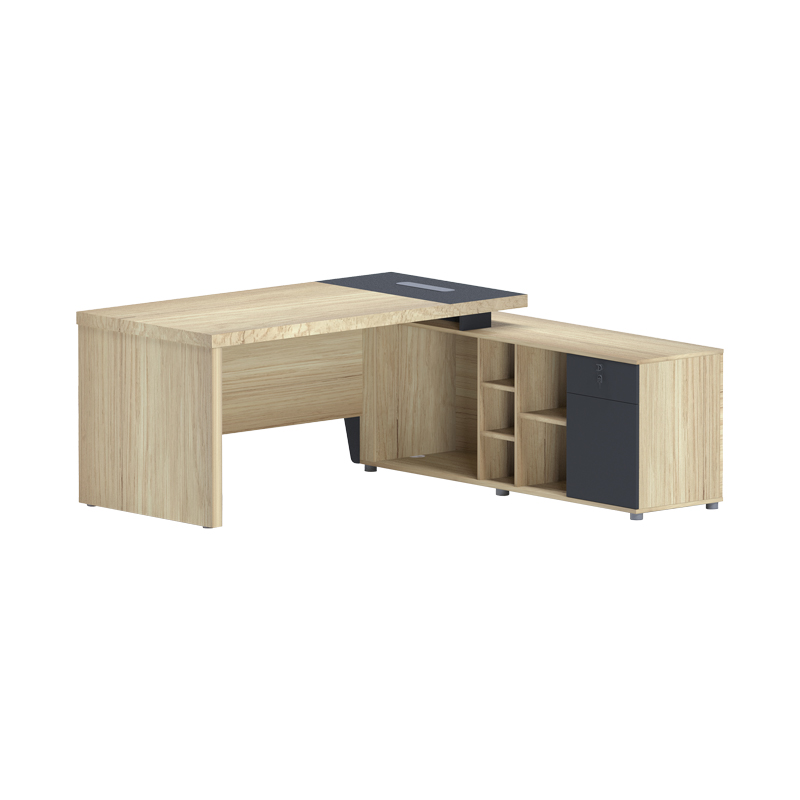 product_pako_069-000111 Γραφείο επαγγελματικό Lotus με δεξιά γωνία σε φυσική-ανθρακί απόχρωση 160x160x75εκ - Image 1
