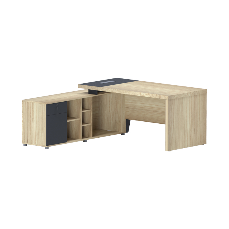 product_pako_069-000117 Γραφείο επαγγελματικό Lotus αριστερή γωνία σε φυσική-ανθρακί απόχρωση 160x160x75εκ - Image 1