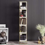 Βιβλιοθήκη Marble χρώμα λευκό μαρμάρου-χρυσό 32x31,5x178,5εκ - Image 3