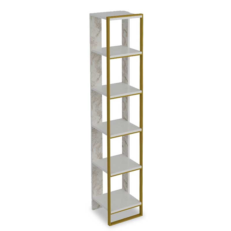 product_pako_071-000857 Βιβλιοθήκη Marble χρώμα λευκό μαρμάρου-χρυσό 32x31,5x178,5εκ - Image 1