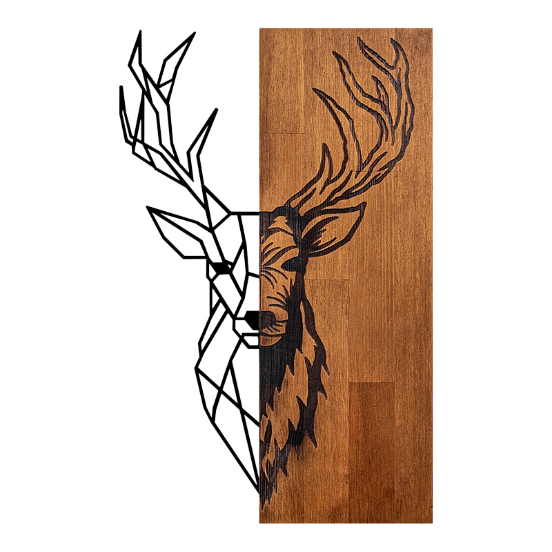 product_pako_071-001588 Διακοσμητικό τοίχου Deera ξύλο πεύκου σε φυσική απόχρωση με μαύρο μέταλλο 33x3x58εκ - Image 1