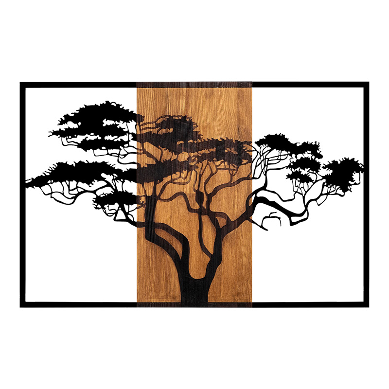 product_pako_071-001609 Διακοσμητικό τοίχου Leroun ξύλο πεύκου σε φυσική απόχρωση με μαύρο μέταλλο 90x3x58εκ - Image 1
