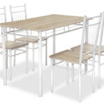 Τραπεζαρία Roza σετ 5τμχ χρώμα sonoma - πόδια λευκό gloss 120x70x75εκ