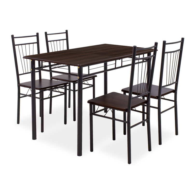 product_pako_072-000002 Τραπεζαρία Roza σετ 5τμχ χρώμα σκούρο καρυδί - πόδια μαύρο ματ 120x70x75εκ - Image 1