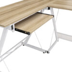 Γραφείο γωνιακό αναστρέψιμο Levi MDF χρώμα oak-λευκό 158x120x73εκ - Image 5