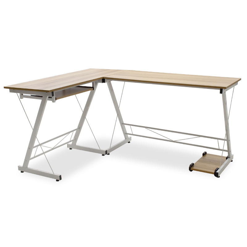 product_pako_072-000022 Γραφείο γωνιακό αναστρέψιμο Levi MDF χρώμα oak-λευκό 158x120x73εκ - Image 1