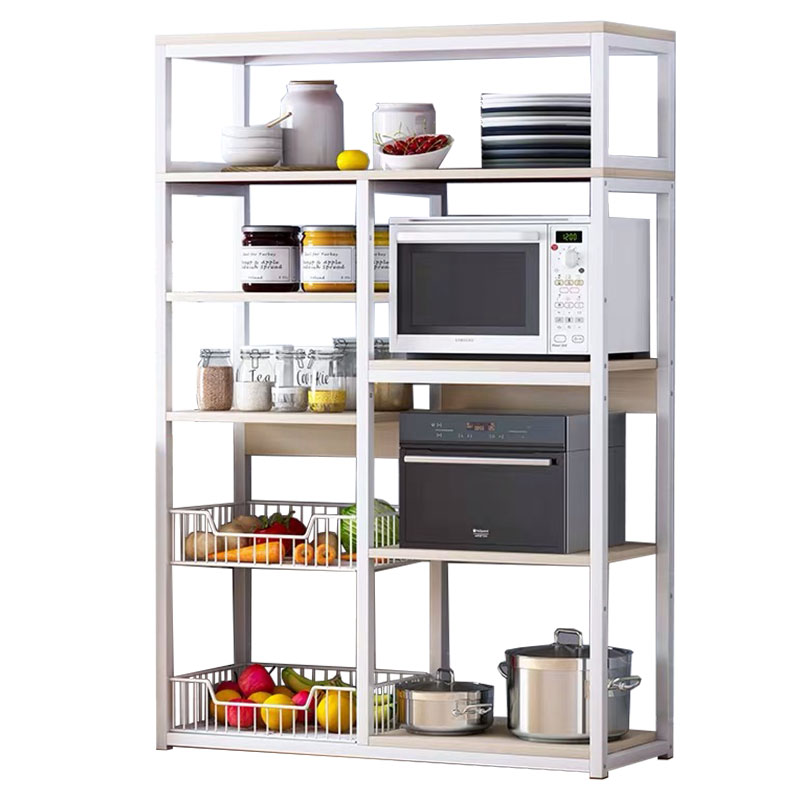product_pako_072-000039 Ραφιέρα επιδαπέδια Leena μέταλλο λευκό-φυσικό 80x30x142εκ - Image 1