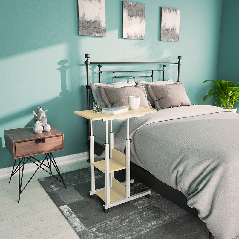 product_pako_072-000049 Βοηθητικό τραπέζι Babs τροχήλατο λευκό-φυσικό 60x40x71-92εκ - Image 1