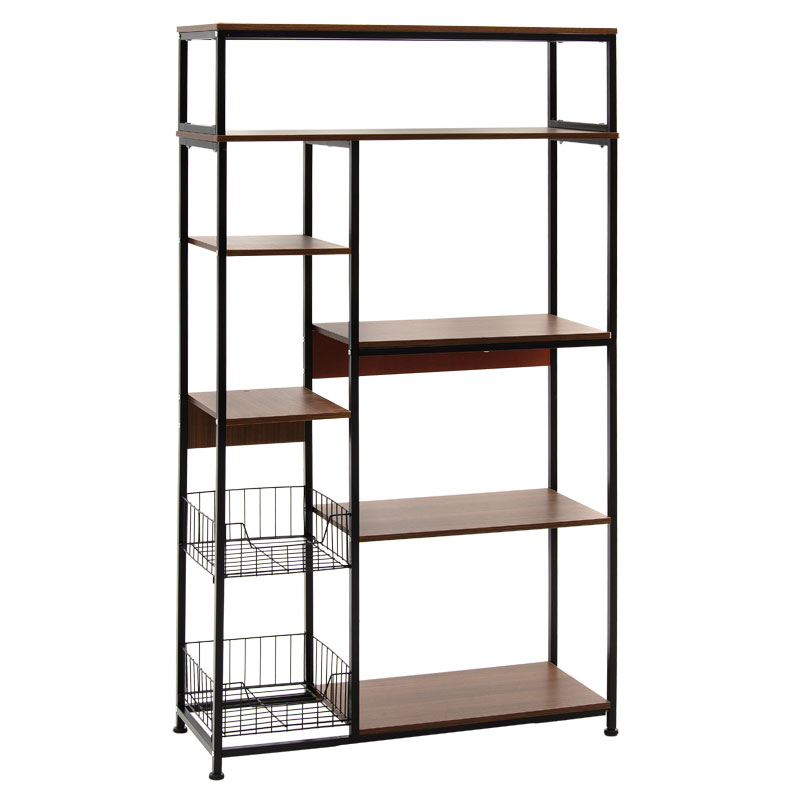 product_pako_072-000060 Ραφιέρα επιδαπέδια Leena μέταλλο dark oak-μαύρο 80x30x142εκ - Image 1
