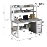 Γραφείο Soco με ραφιέρα-MDF φυσικό-λευκό 120x50x147εκ - Image 3