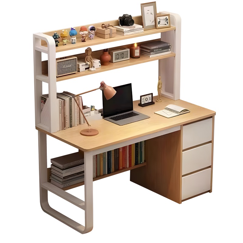 product_pako_072-000076 Γραφείο Soco με ραφιέρα-MDF φυσικό-λευκό 120x50x147εκ - Image 1