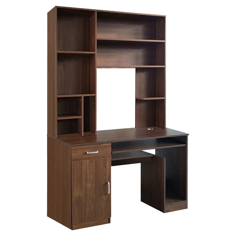 product_pako_072-000088 Γραφείο υπολογιστή με βιβλιοθήκη Novelty καρυδί 120x55x182εκ - Image 1