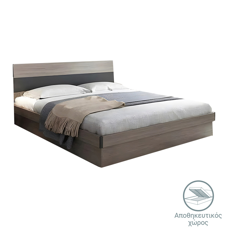 product_pako_072-000094 Κρεβάτι Daizy διπλό με αποθηκευτικό χώρο ανοιχτό καρυδί-γκρι150x200εκ - Image 1