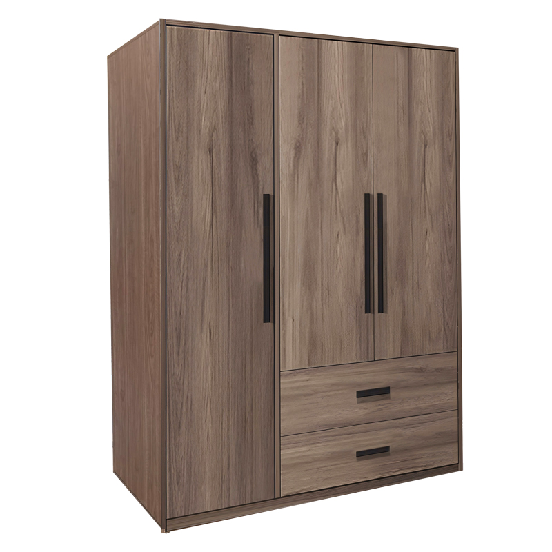 product_pako_072-000097 Ντουλάπα ρούχων Edritte τρίφυλλη με συρτάρια ανοιχτό καρυδί 120x52x195εκ - Image 1