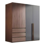 Ντουλάπα Sonlen σε καρυδί-ανθρακί απόχρωση 160x52x195εκ