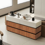 Συρταριέρα Sonlen mdf σε καρυδί-μπεζ απόχρωση 120x40x72εκ - Image 2