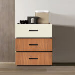 Κομοδίνο Sonlen mdf σε καρυδί-μπεζ απόχρωση 60x40x66εκ - Image 2
