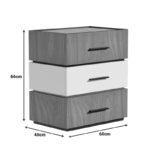 Κομοδίνο Sonlen mdf σε καρυδί-μπεζ απόχρωση 60x40x66εκ - Image 4