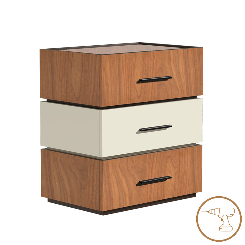 product_pako_072-000106 Κομοδίνο Sonlen mdf σε καρυδί-μπεζ απόχρωση 60x40x66εκ - Image 1