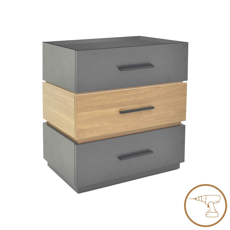 product_pako_072-000107 Κομοδίνο Sonlen mdf σε sonoma-ανθρακί απόχρωση 60x40x66εκ - Image 1
