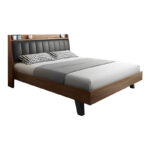 Κρεβάτι Frankly mdf-pu σε καρυδί-μαύρο απόχρωση 150x200εκ - Image 2