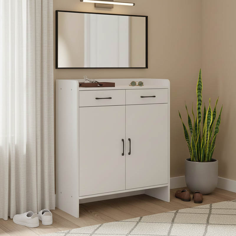 product_pako_072-000145 Παπουτσοθήκη Gazen 12 ζεύγων με συρτάρια σε λευκή απόχρωση 80x33x100εκ - Image 1