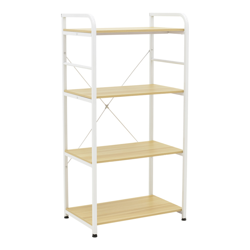 product_pako_072-000147 Ραφιέρα επιδαπέδια Depo μέταλλο λευκό-mdf σε φυσική απόχρωση 60x40x120εκ - Image 1