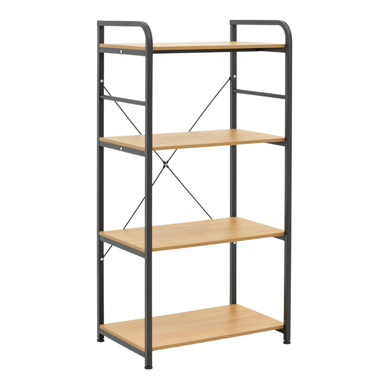 product_pako_072-000148 Ραφιέρα επιδαπέδια Depo μέταλλο μαύρο-mdf σε oak απόχρωση 60x40x120εκ - Image 1