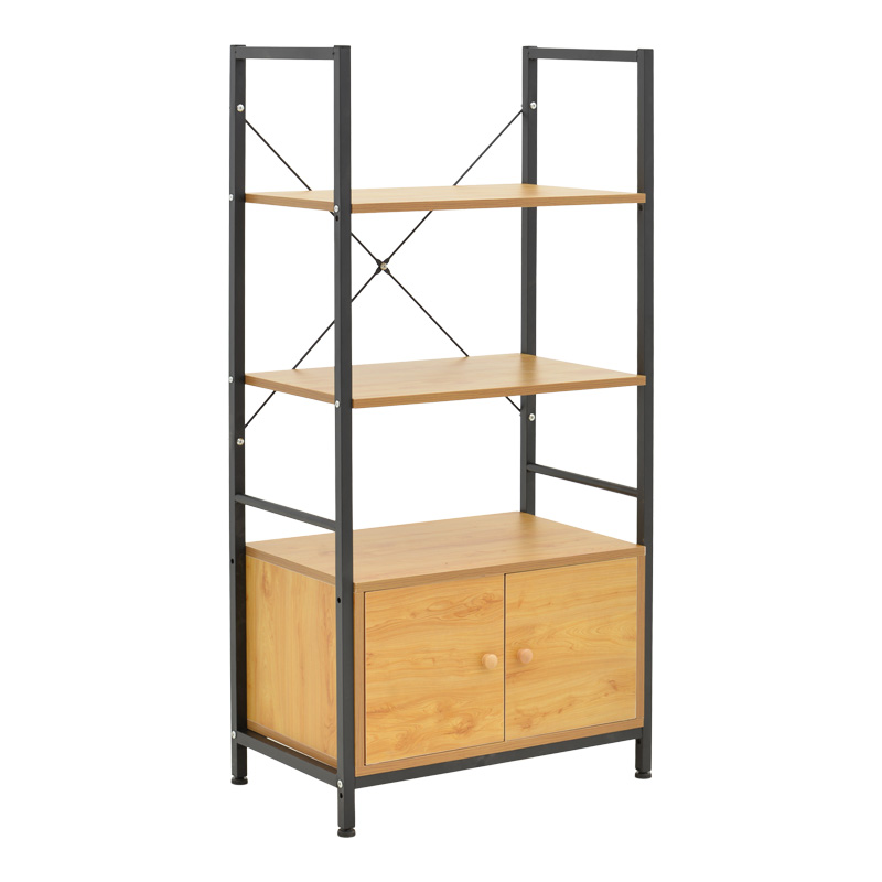 product_pako_072-000150 Ραφιέρα επιδαπέδια με ντουλάπι Kuili μέταλλο μαύρο-mdf σε oak απόχρωση 60x36x121εκ - Image 1
