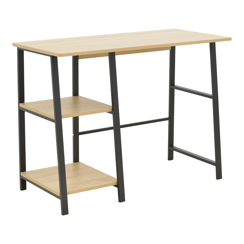 product_pako_072-000157 Γραφείο εργασίας Ferje με ράφια mdf σε φυσική με μαύρη απόχρωση 100x48x75εκ - Image 1