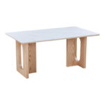 Τραπέζι Benqui sintered stone-mdf σε λευκό μαρμάρου με βάση σε φυσική απόχρωση 160x90x75εκ - Image 2