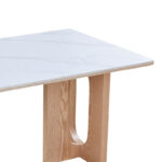 Τραπέζι Benqui sintered stone-mdf σε λευκό μαρμάρου με βάση σε φυσική απόχρωση 160x90x75εκ - Image 5