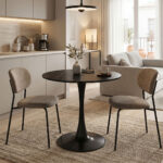 Τραπέζι Balou I sintered stone σε μαύρο μαρμάρου Φ70x74εκ