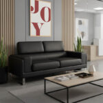 Καναπές Shea 3θέσιος pu μαύρο-inox 198x80x87εκ - Image 2