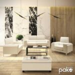 Καναπές Shea 2θέσιος PU ivory-inox 158x80x87εκ - Image 2