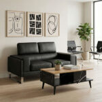 Καναπές Shea 2θέσιος pu μαύρο-inox 158x80x87εκ