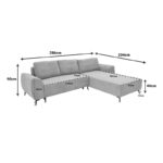Kαναπές κρεβάτι τριθέσιος αναστρέψιμος Settee ύφασμα με αποθηκευτικό χώρο σε μπεζ απόχρωση 286x204x93εκ - Image 10