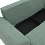 Kαναπές κρεβάτι τριθέσιος αναστρέψιμος Settee ύφασμα με αποθηκευτικό χώρο σε μέντα απόχρωση 286x204x93εκ - Image 6