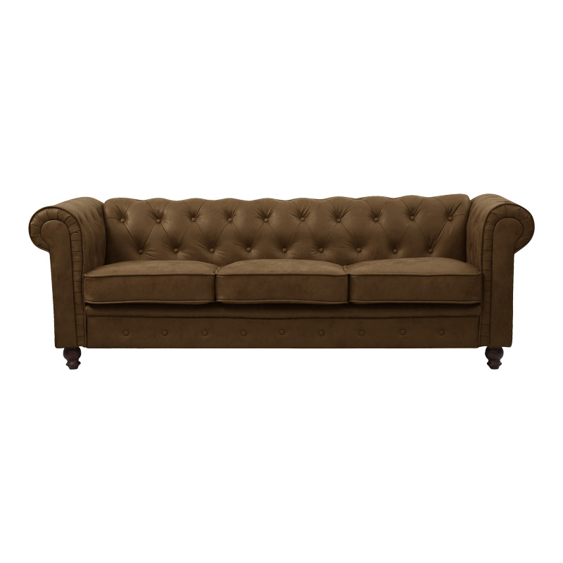 product_pako_074-000057 Kαναπές τριθέσιος τ. Chesterfield pu σε αντικέ καφέ απόχρωση 203x84x67εκ - Image 1