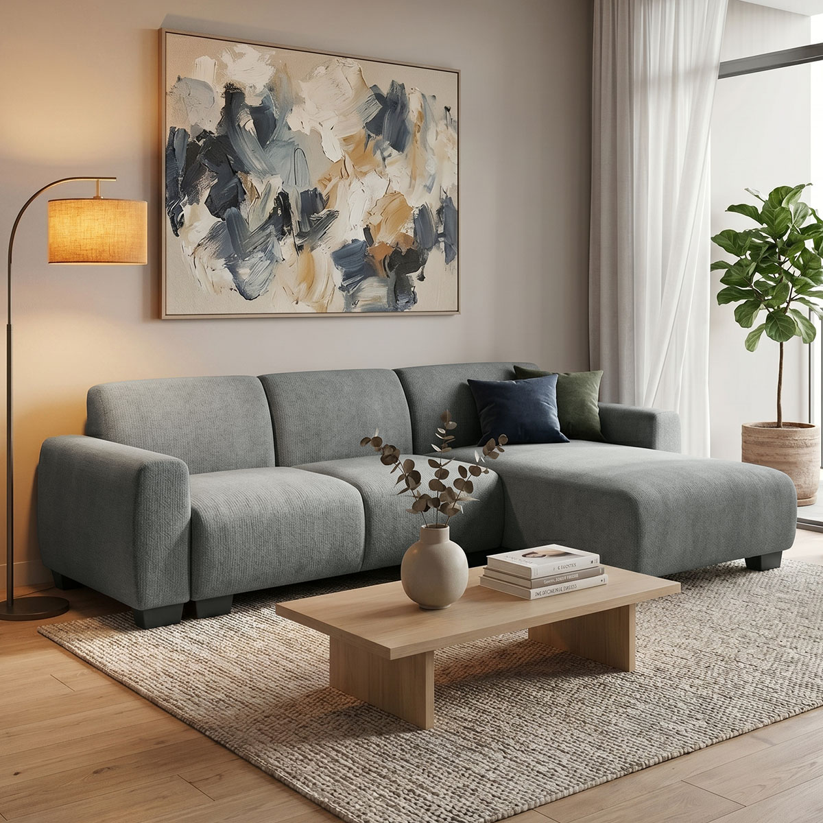 product_pako_074-000061 Γωνιακός αναστρέψιμος καναπές Erros ύφασμα γκρι 287x161x71εκ - Image 1